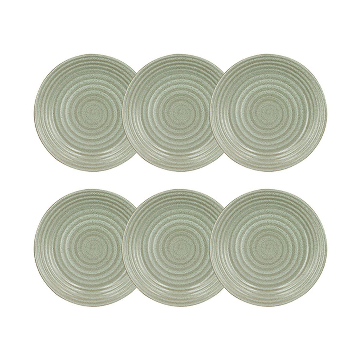 Lot de 6 assiettes à dessert 21cm en grès, TURBOLINO vert, NOVASTYL