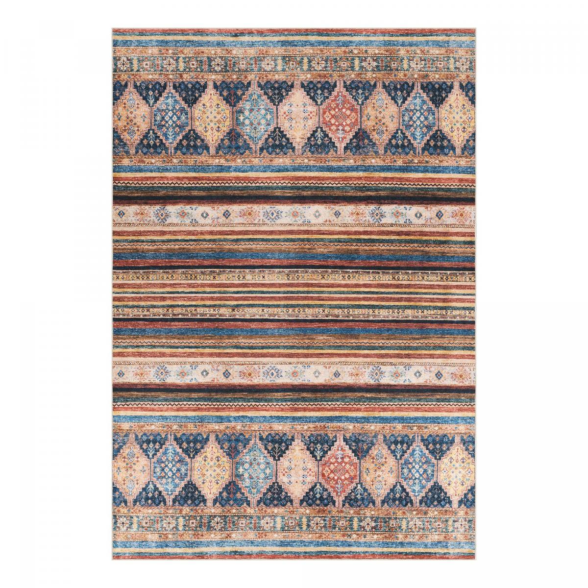 Tapis kilim traditionnel, style authentique, LYN11 KASBAH bleu, rouge, multicolore, UN AMOUR DE TAPIS