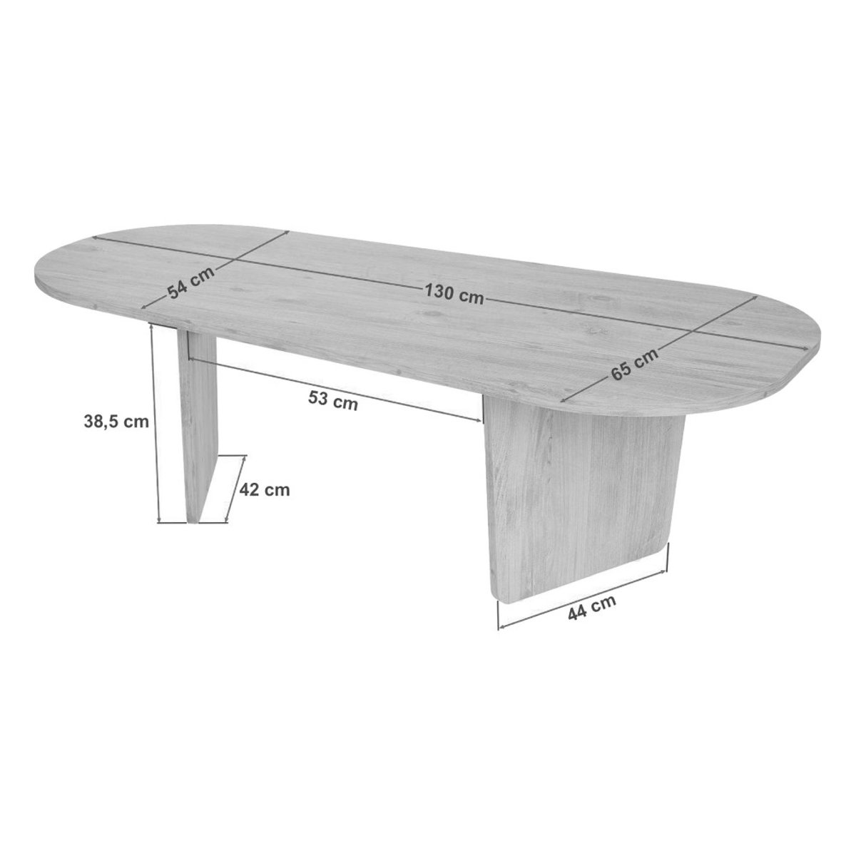 Table basse ovale en bois 130x65cm- SOMA bois foncé, DRAWER