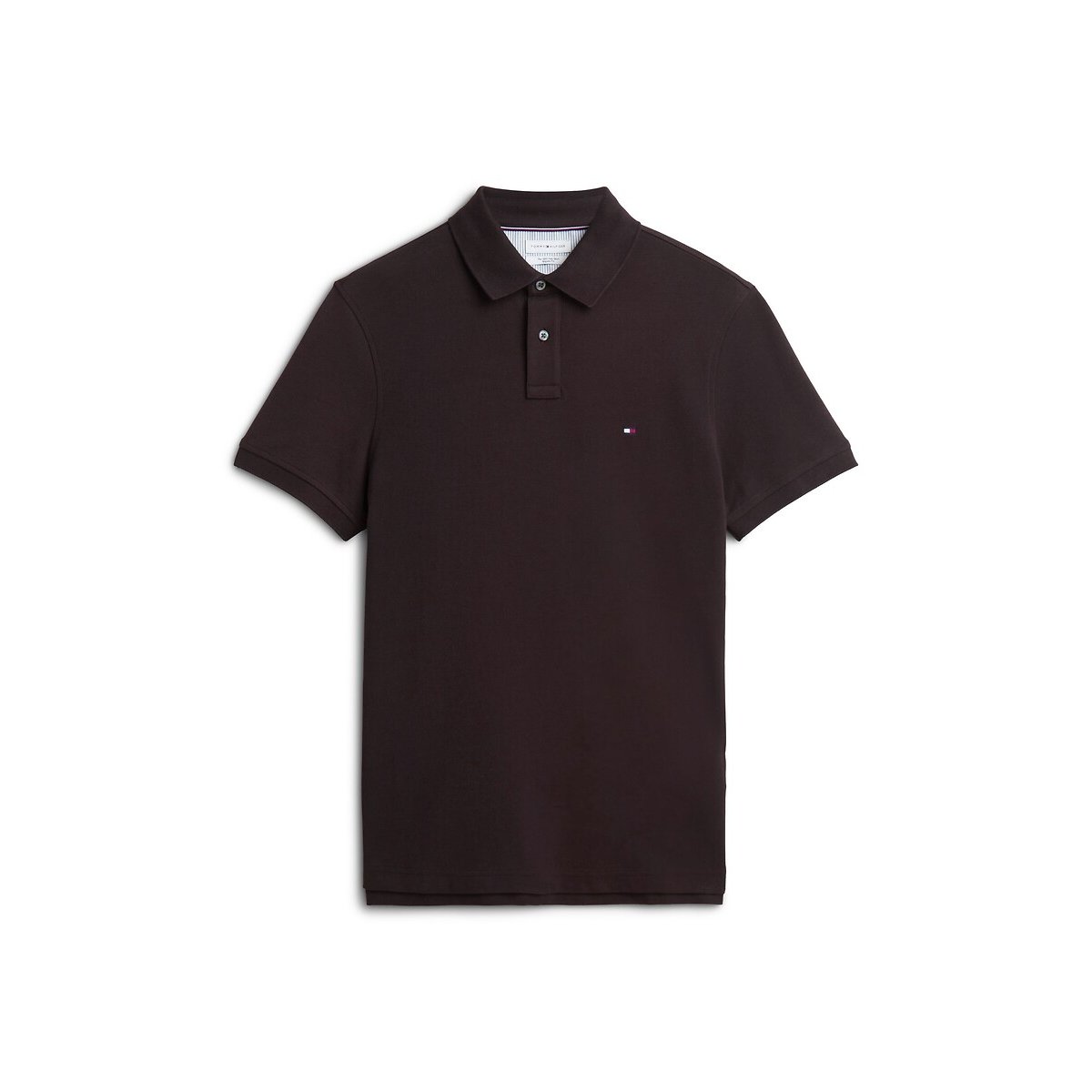 Polo recto stretch, cuello con 2 botones chocolate, TOMMY HILFIGER