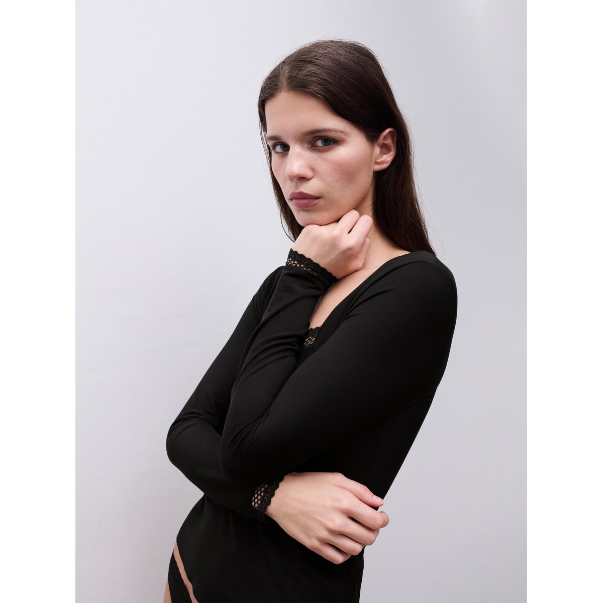 T-shirt manches longues COZY CHIC noir, CHANTELLE