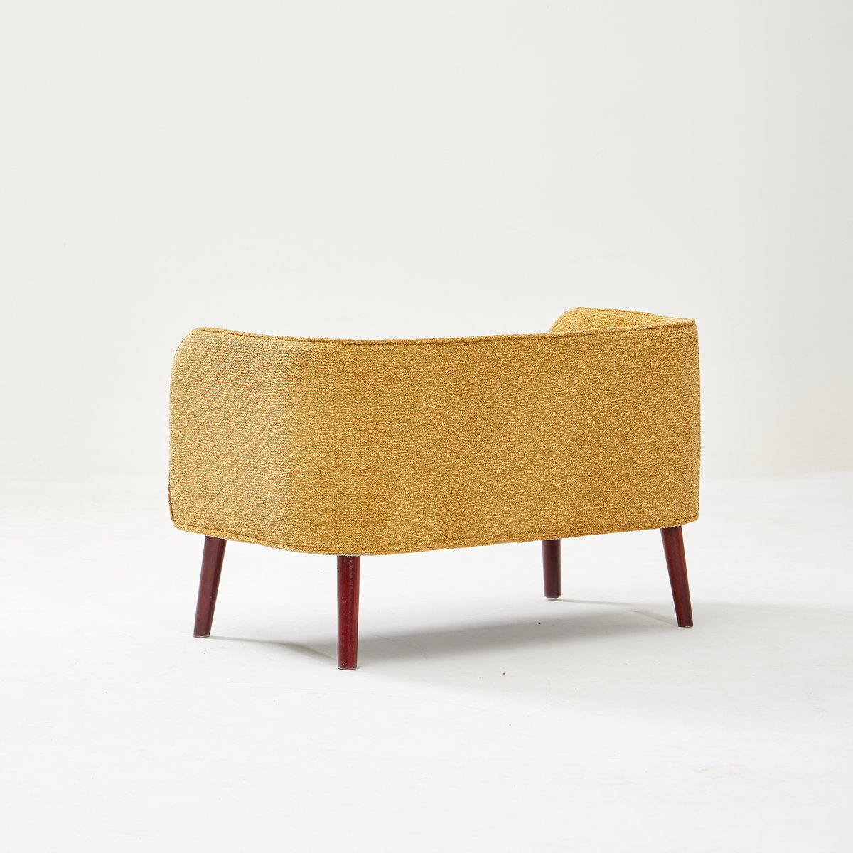 Banc coffre, bois massif et tissu, KIRKENES jaune moutarde, NORDLYS