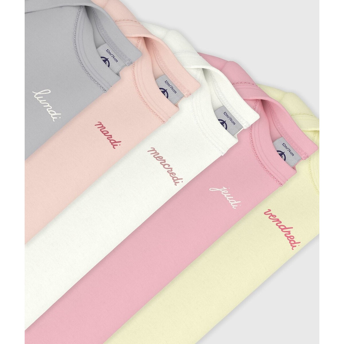 Lot de 5 bodies manches courtes 3 mois-3 ans multicolore, PETIT BATEAU