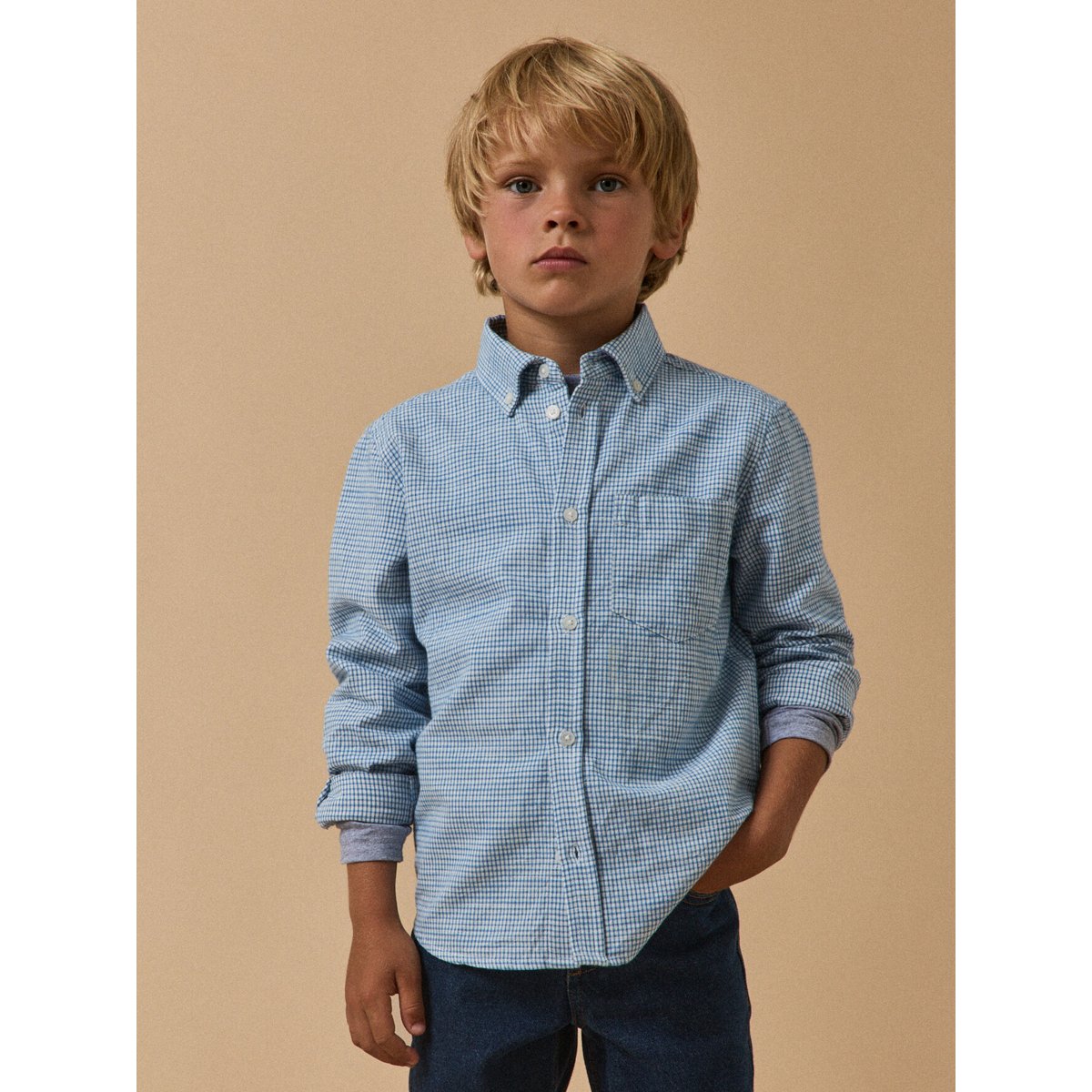 Chemise  Vichy bleu, CYRILLUS