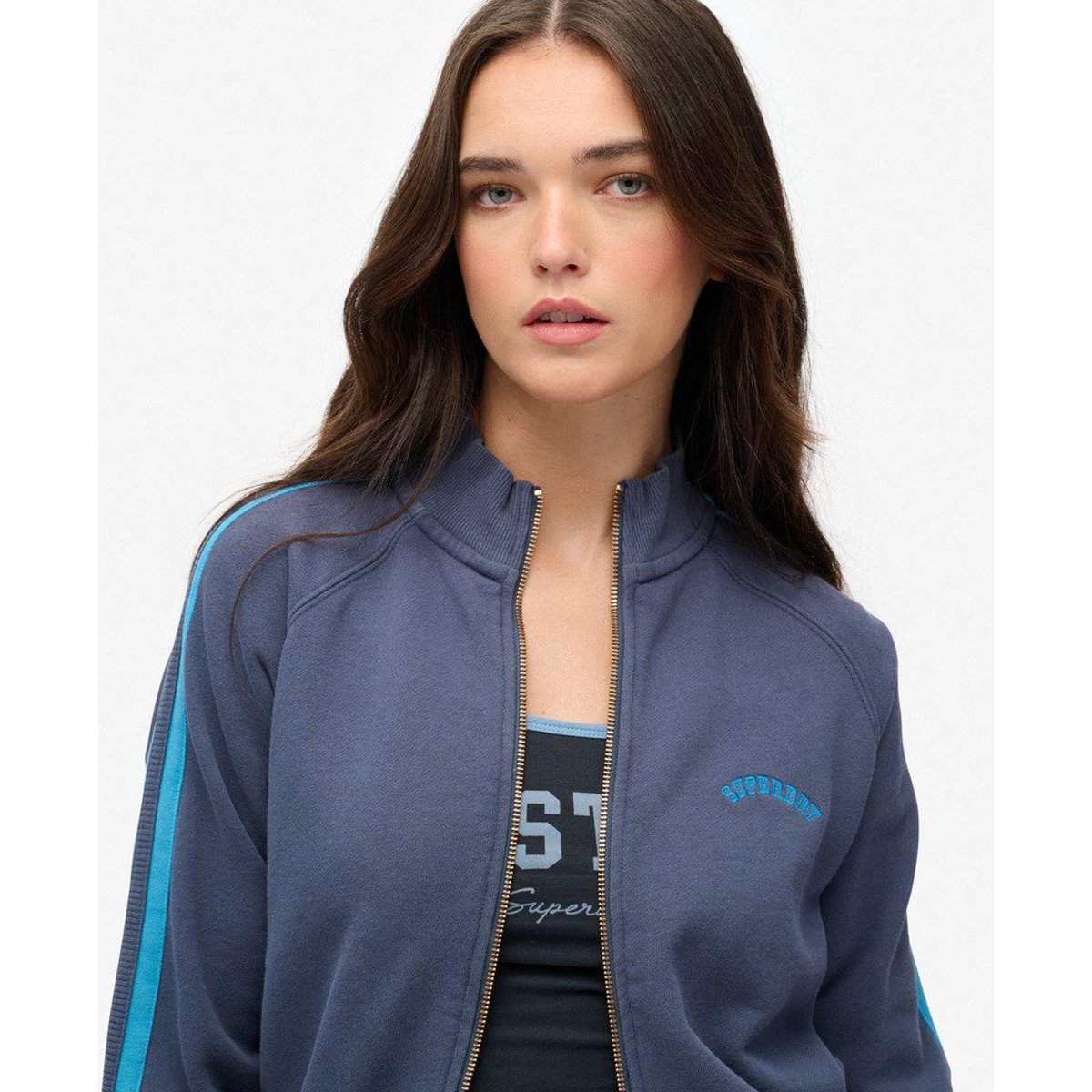 Sweat zippé Logo Essential bleu marine lauren, SUPERDRY
