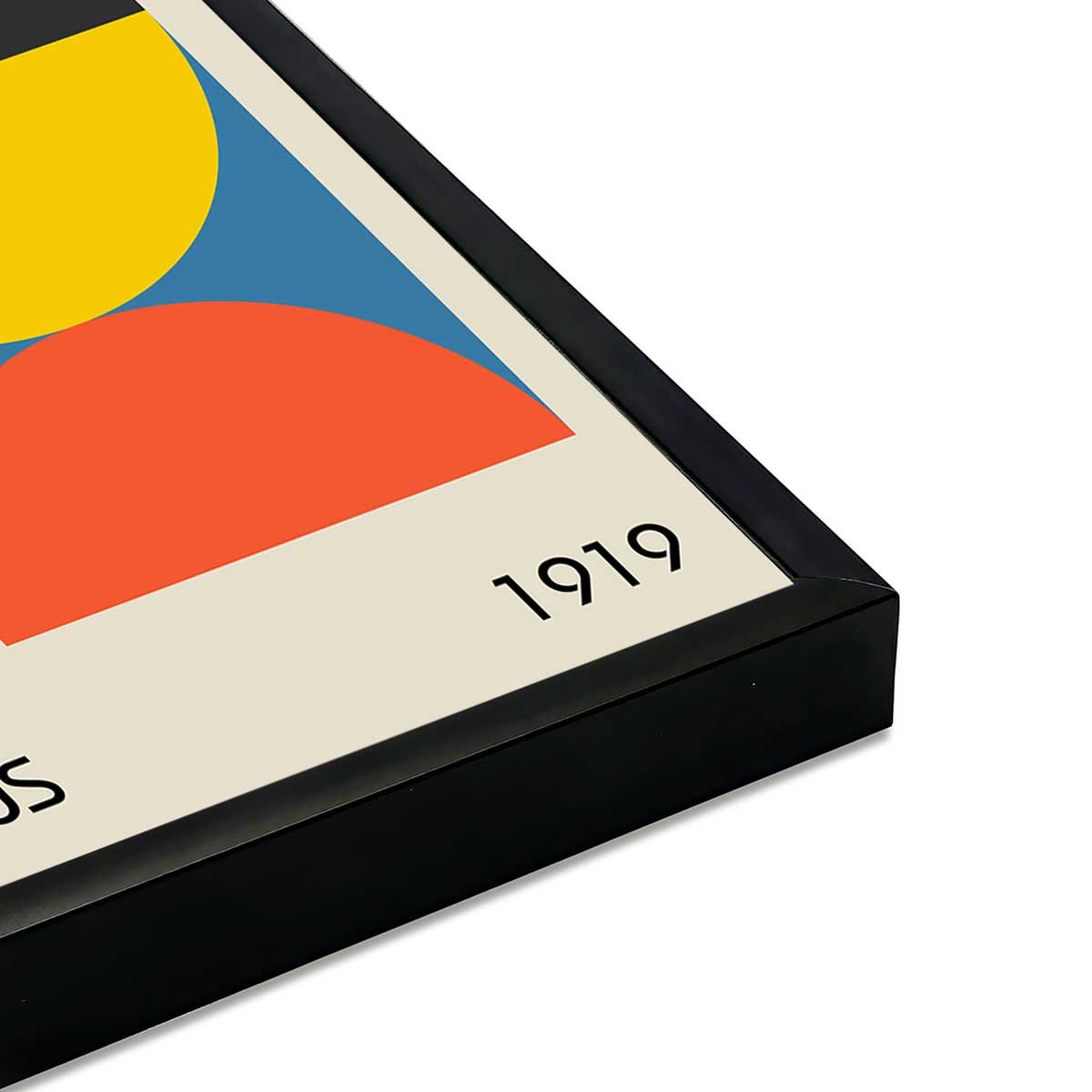 Affiche encadrée bauhaus formes abstraites colorées affiche + cadre en métal - noir, HEXOA