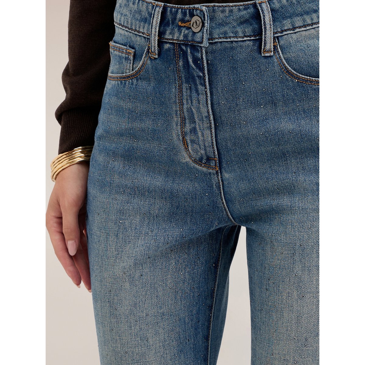 Jean regular taille haute avec détail strass light - blue, MOTIVI