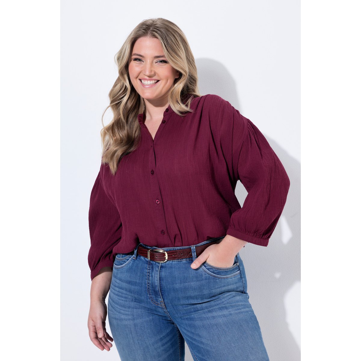 Ceinture en cuir, aspect peau de serpent baies foncé, ULLA POPKEN
