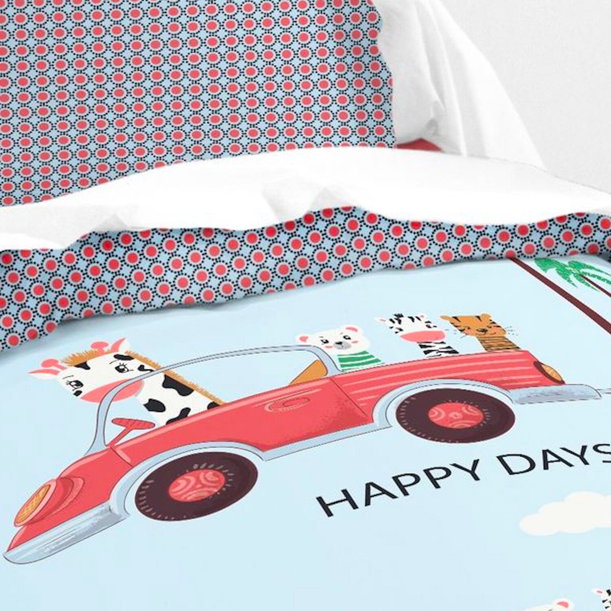 Parure de lit enfant coton, Nice Day bleu, C DESIGN HOME TEXTILE
