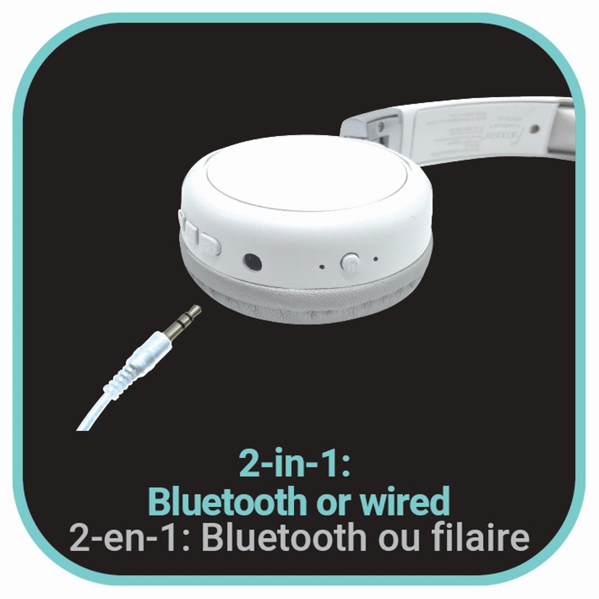Casque 2 en 1 Bluetooth et Filaire Acoustix blanc, LEXIBOOK