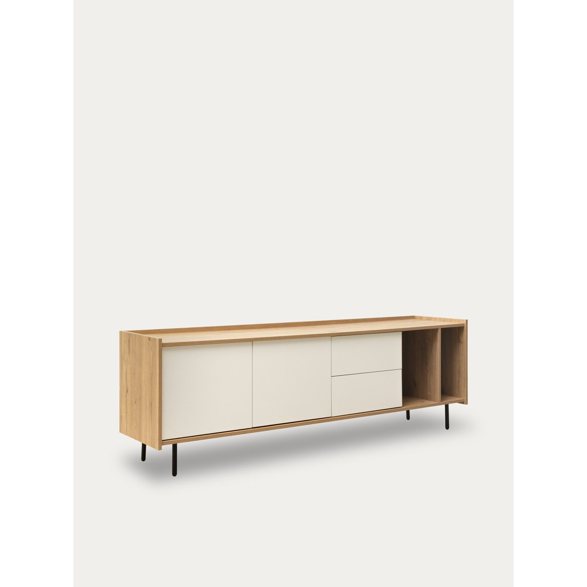 Meuble TV Mélamine - NADINE beige clair - blanc, KENAY