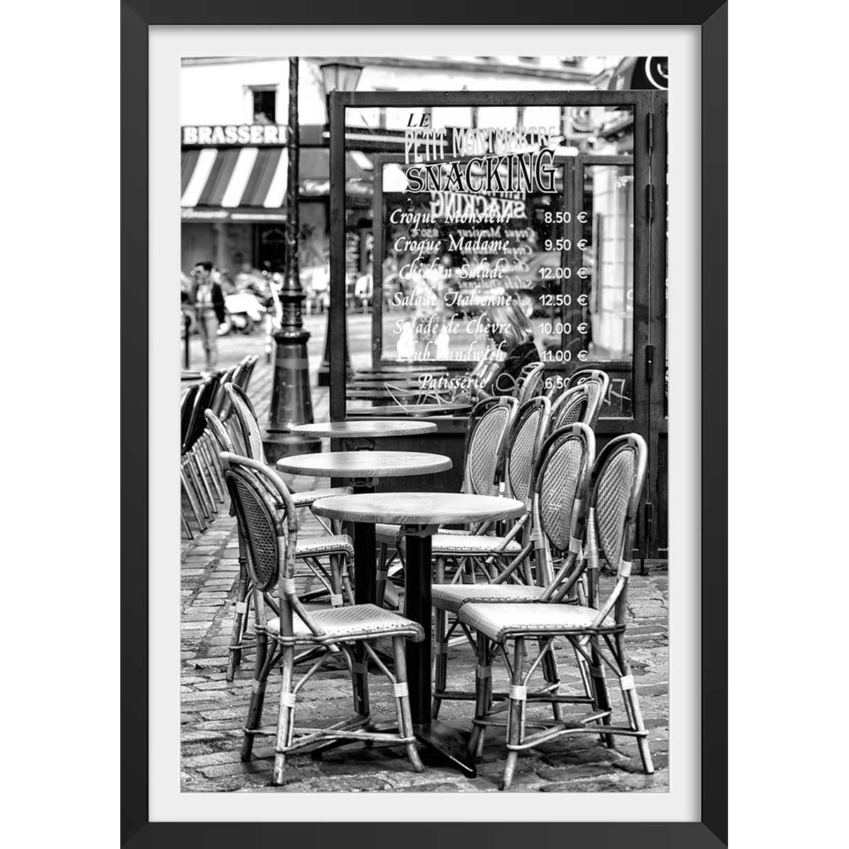Affiche Paris, Le café parisien affiche + cadre en bois - noir, HEXOA