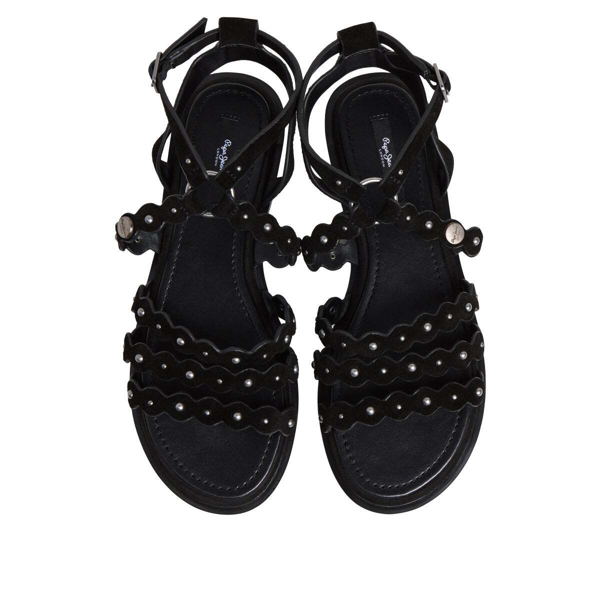 Sandales Plates En Daim noir, PEPE JEANS
