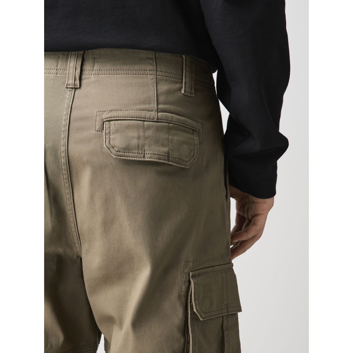 Pantalon cargo stretch en coton marron, NEXT