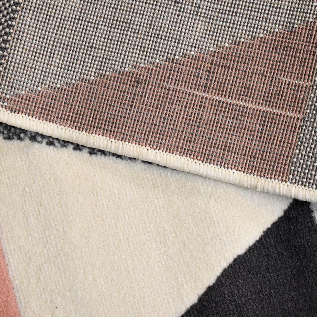 Tapis chambre tissé LYN49 PASTELIANGLE crème, rose, bleu, gris, UN AMOUR DE TAPIS