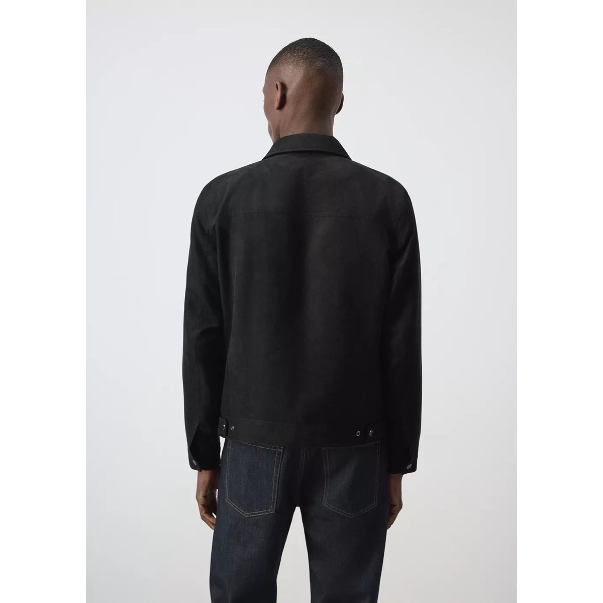 Veste en jean col classique noir, MANGO MAN