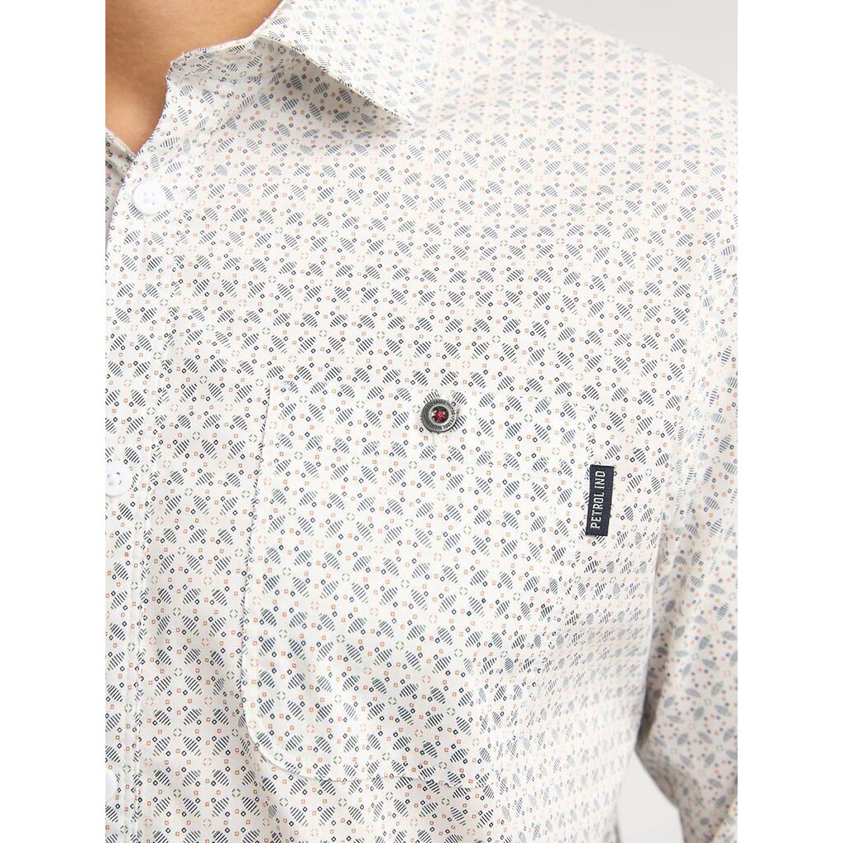 Chemise manches longues imprimé blanc, PETROL INDUSTRIES