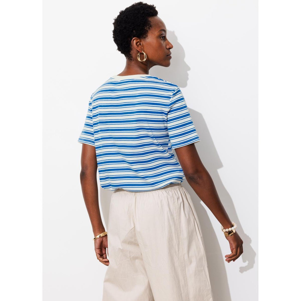 T-shirt rayé en jersey rayé bleu, PROMOD