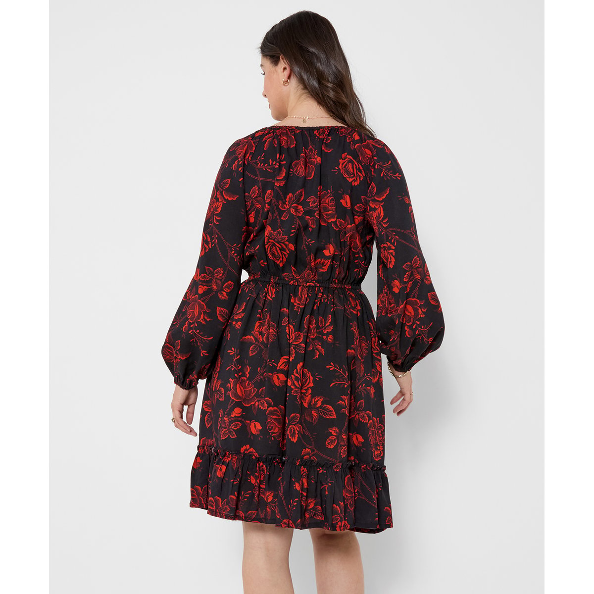 Robe Courte Fleurie à Ourlet à Volant Spectaculaire noir, JOE BROWNS