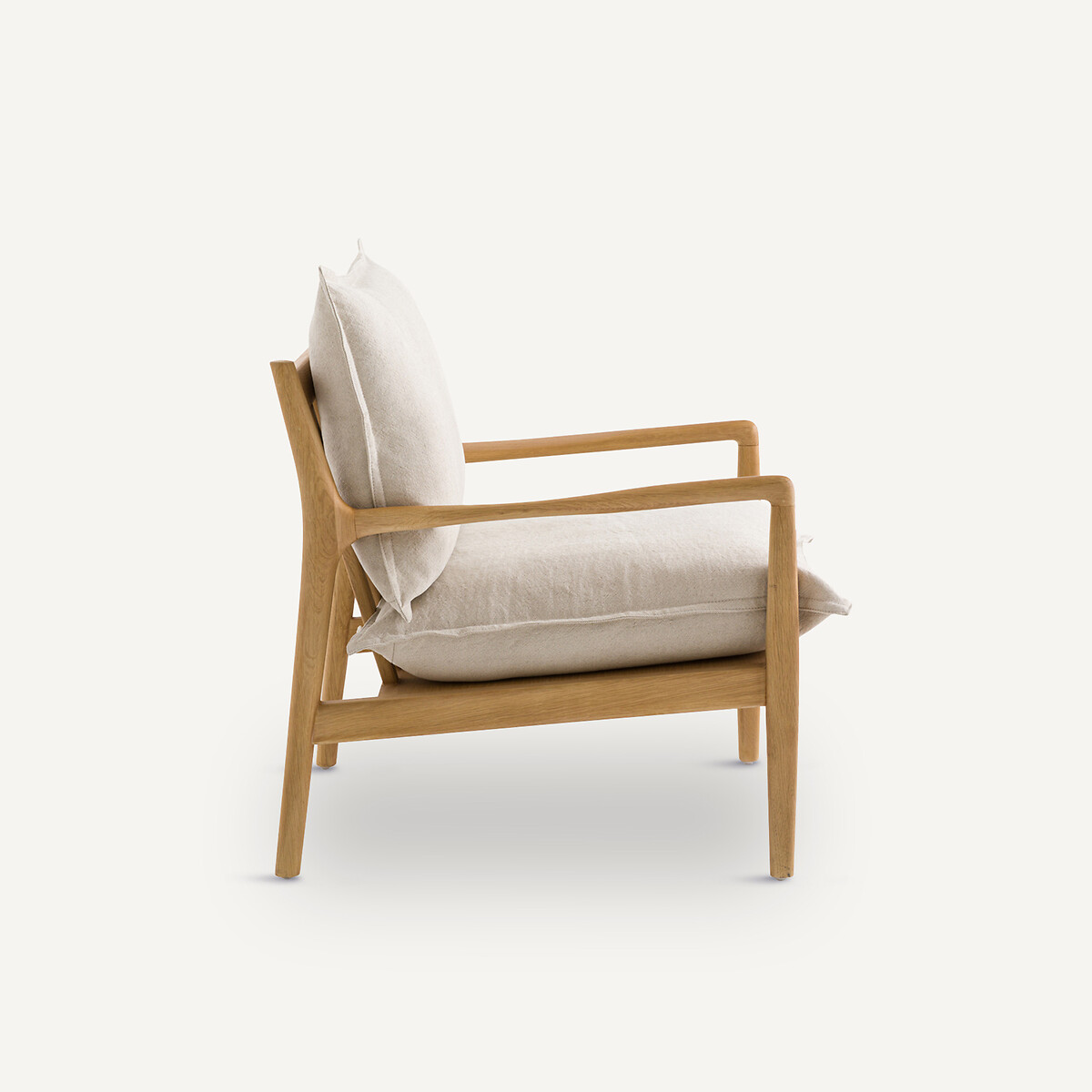 Fauteuil chêne, plaqué et tissu coton lin, DILMA lin, AM.PM
