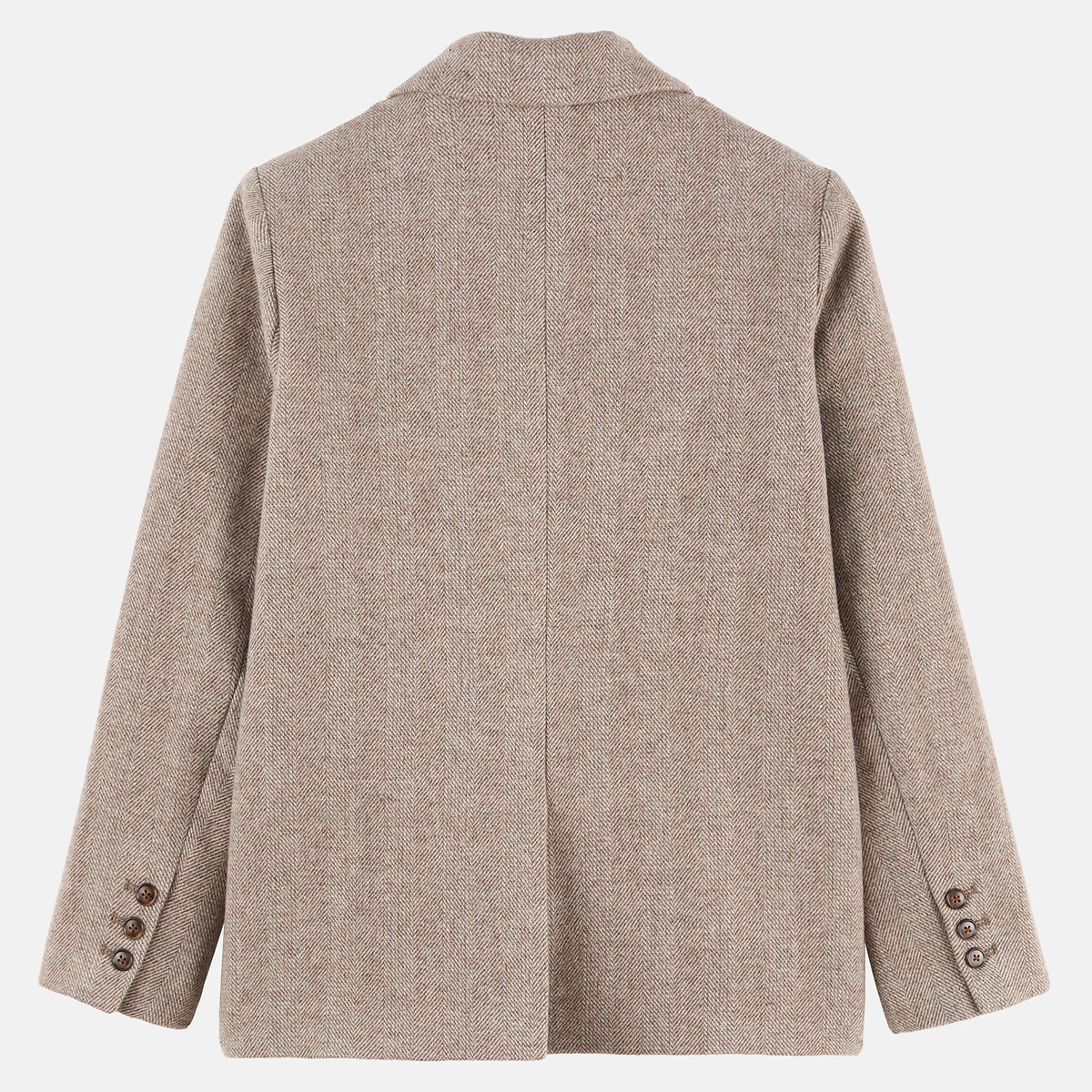 Blazer de corte recto con estampado chevrón, principalmente de lana beige , ANNE WEYBURN