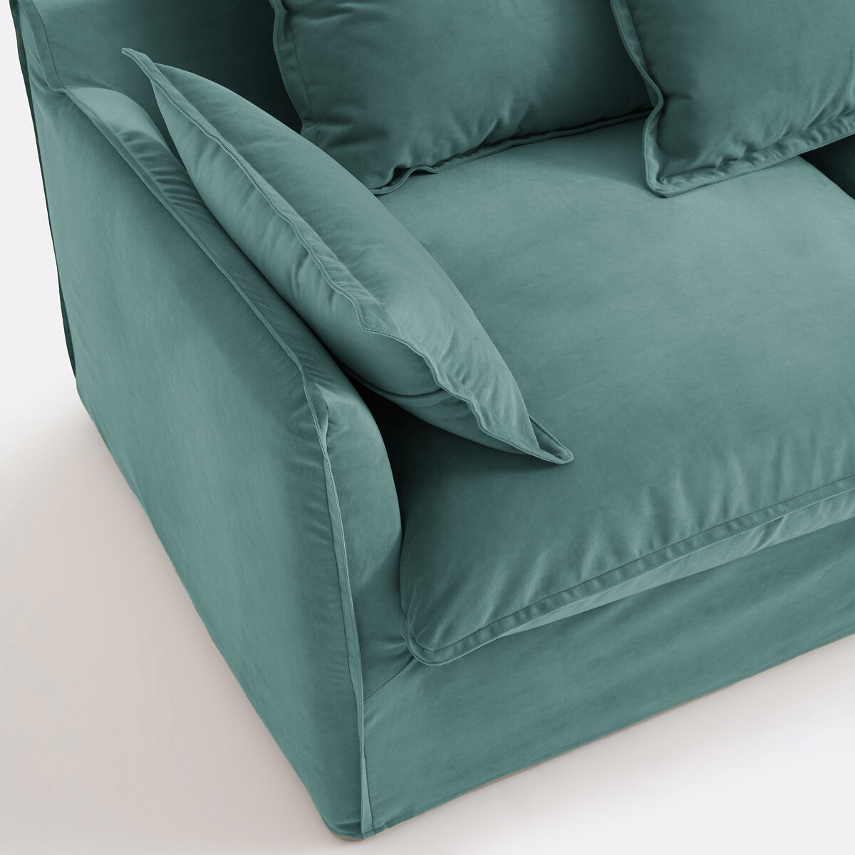 Canapé convertible, 2 ou 3 places, déhoussable, velours, ODNA bleu céladon, LA REDOUTE INTERIEURS