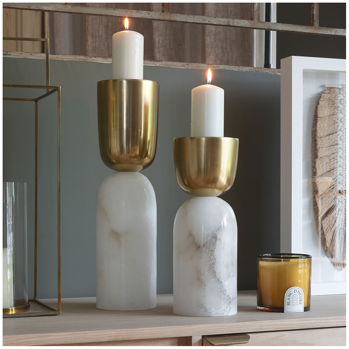 Bougie parfumée en verre - Cèdre Sauvage - Petit modèle marron, BLANC D’IVOIRE