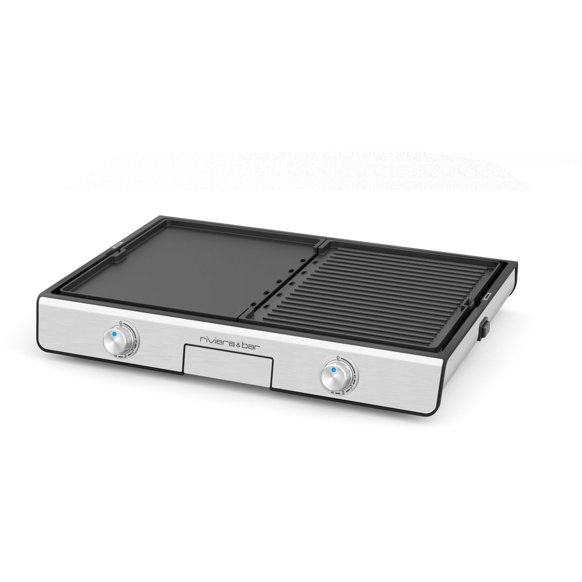 Plancha électrique QPL530 réversible à poser, 45.5x28.5 cm inox, RIVIERA & BAR
