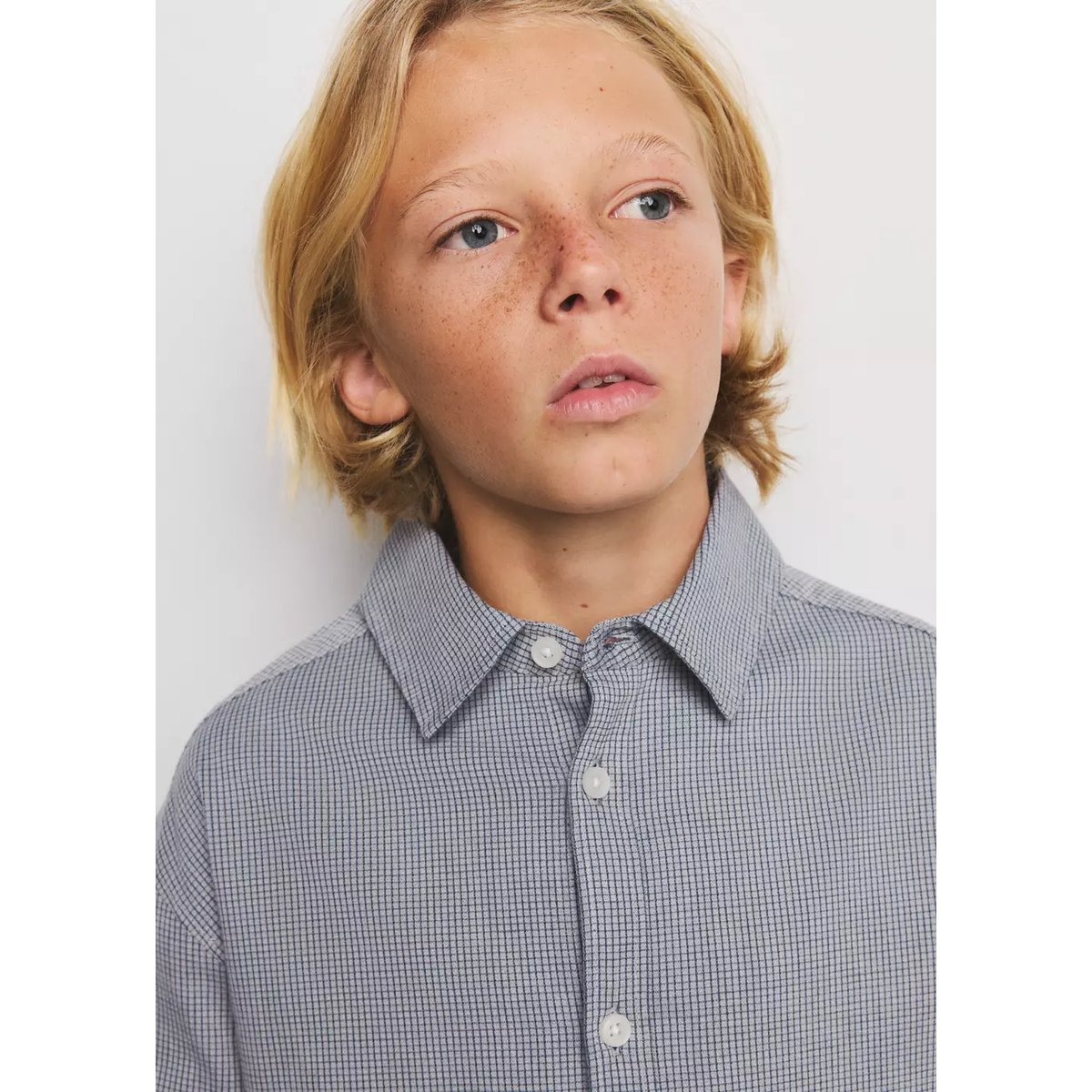 Chemise à carreaux en coton gris, MANGO KIDS