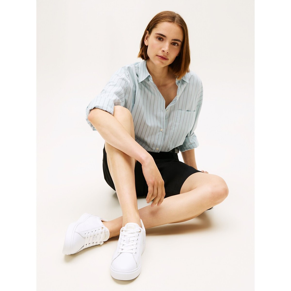 Court Elevated Leather Trainers white, TOMMY JEANS