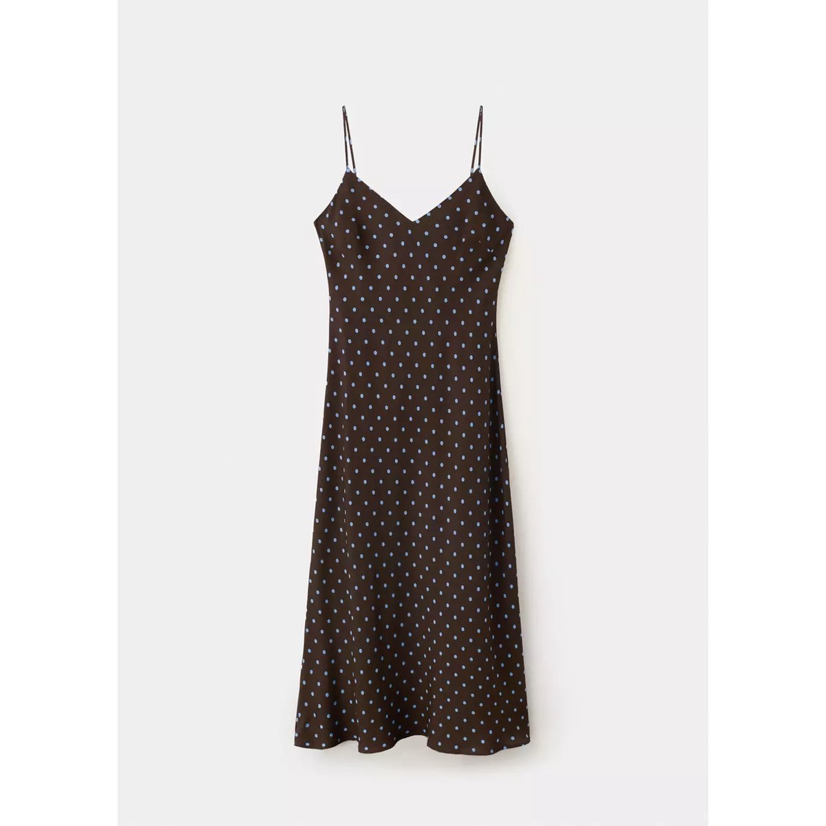 Robe imprimée à col en V chocolat, MANGO