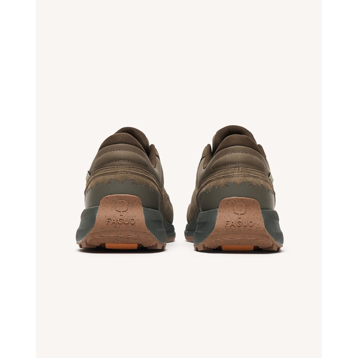 Baskets running en cuir taupe, FAGUO