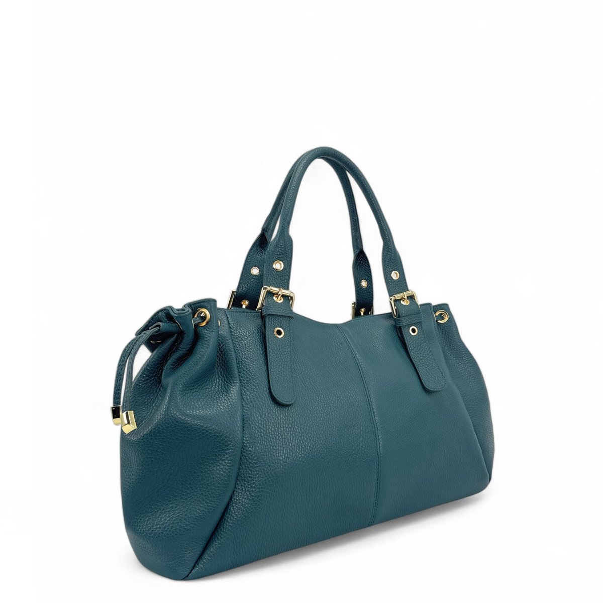 Sac bowling en cuir grainé PRINCESSE XL bleu canard, OH MY BAG