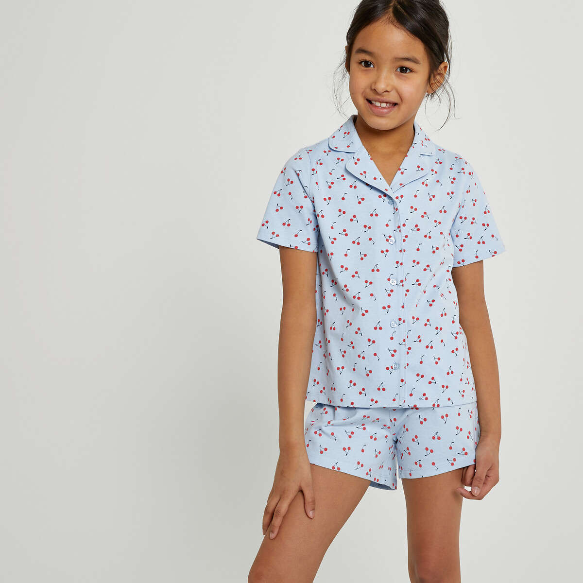 Pyjashort met kersenprint blauw, LA REDOUTE COLLECTIONS