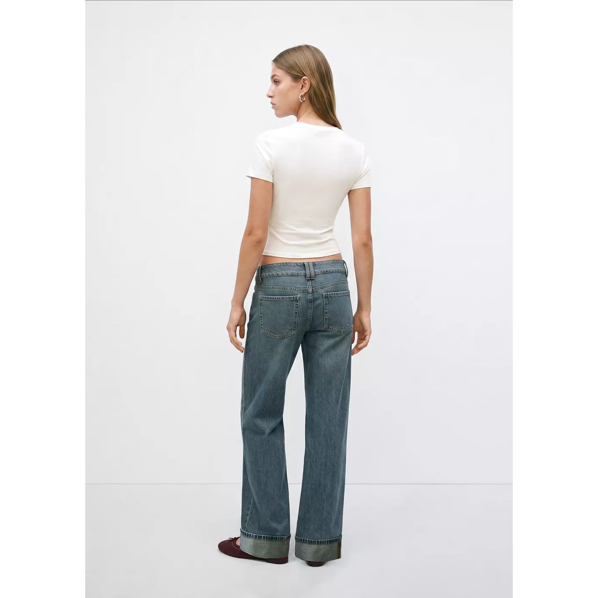 T-shirt en coton avec cordon tressé blanc cassé, MANGO TEEN