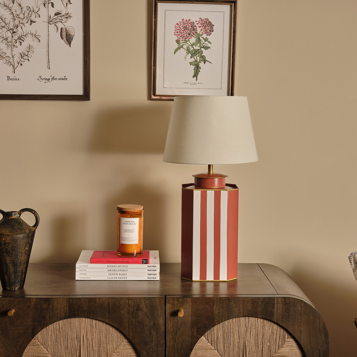 Reya Hand Painted Stripe Table Lamp Base cinnamon, ÉDITÉ