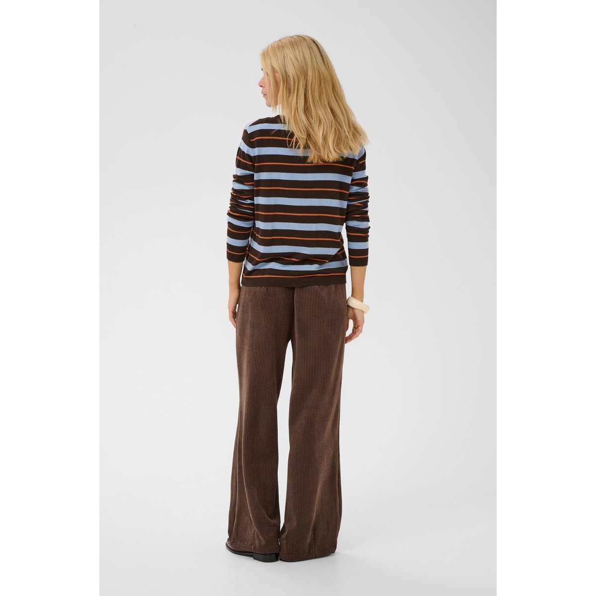 Pullover tricoté marron bleu brown/blue stripe, CULTURE