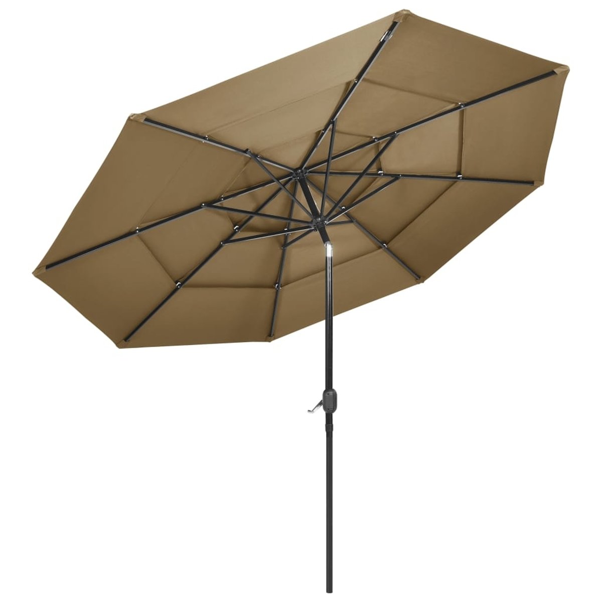 Parasol à 3 niveaux avec mât en aluminium 3 mètres taupe, HOME MAISON