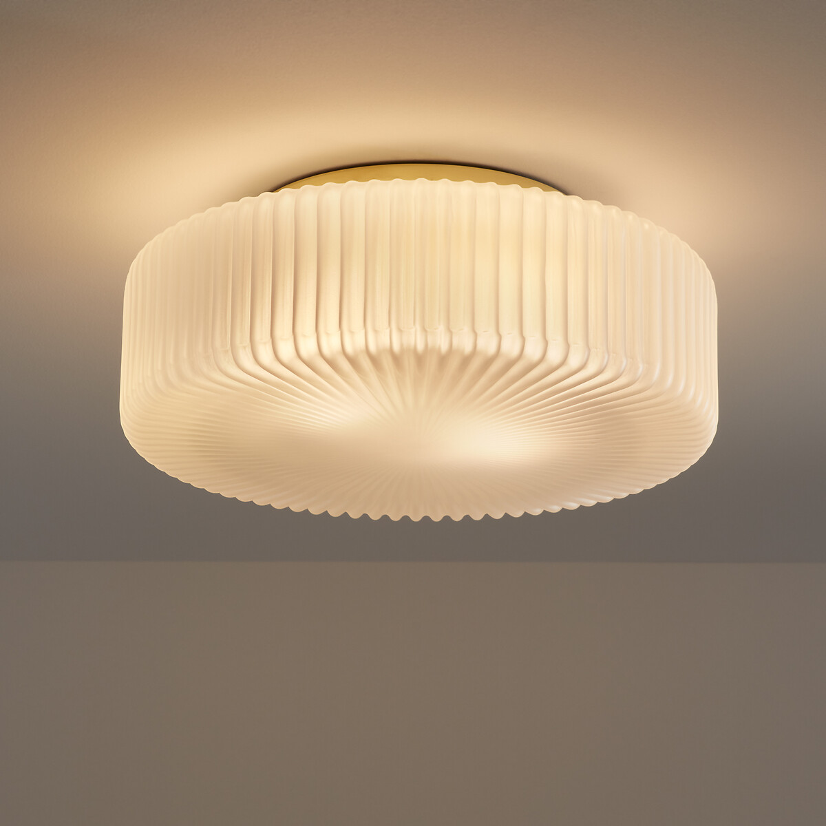 Plafonnier ou applique, en verre strié opaline, PHÉRADÉ blanc, LA REDOUTE INTERIEURS