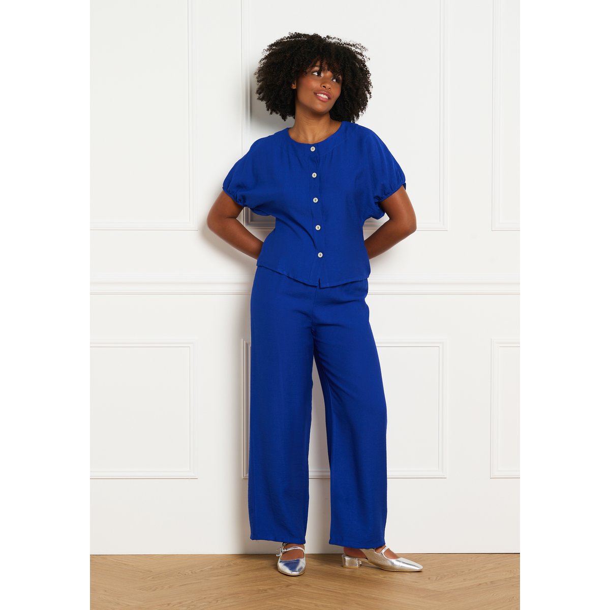 Pantalon large fluide bleu electrique, LOLALIZA
