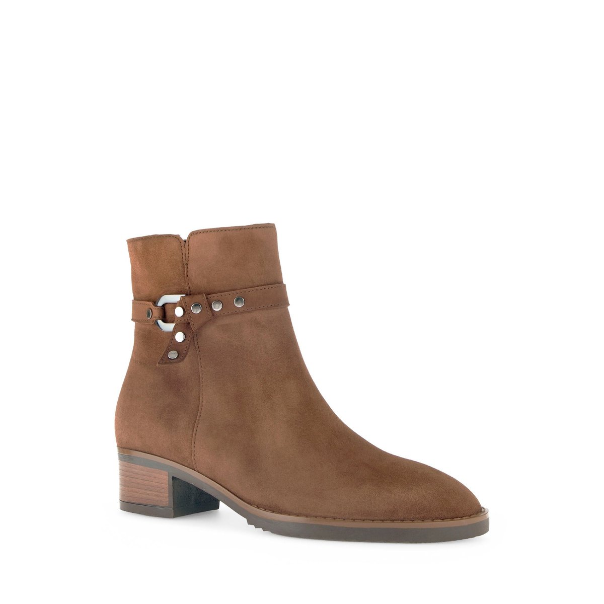 Bottines en velours à talon décroché cognac velours, GABOR