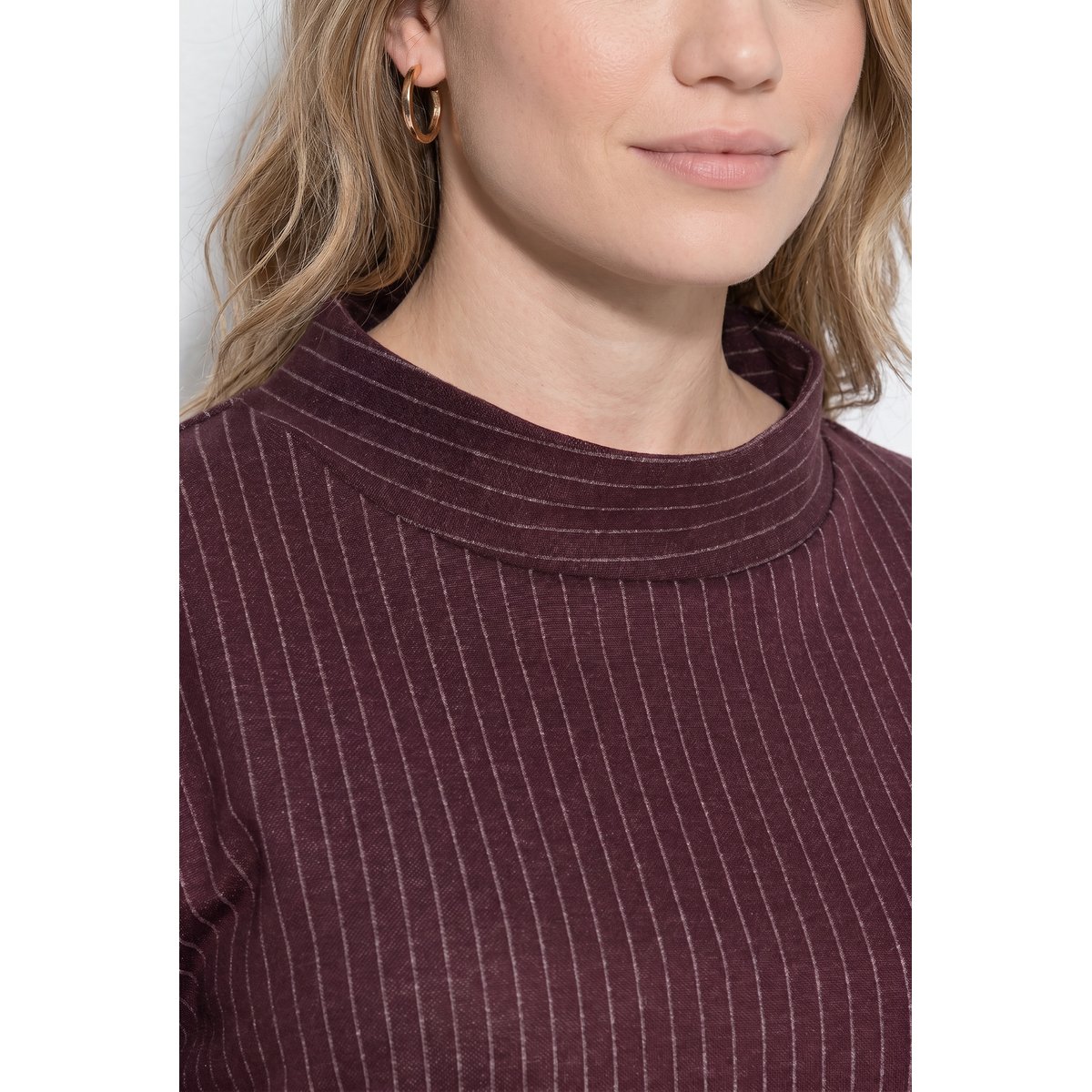 Sweat-shirt à fines rayures bordeaux, ULLA POPKEN