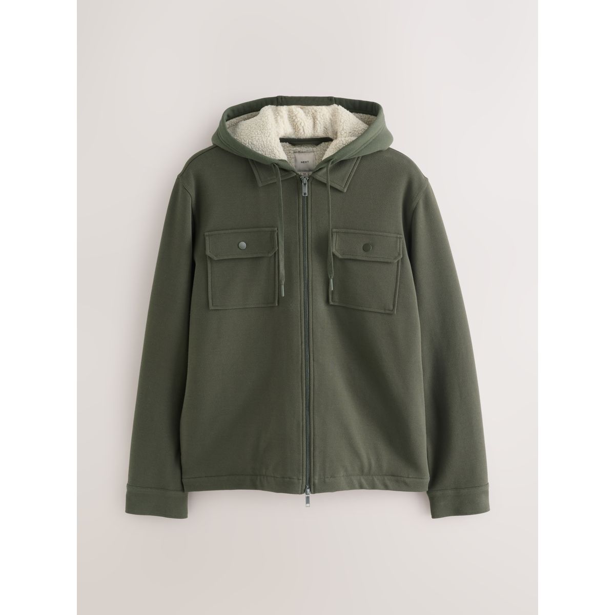 Veste-chemise doublée de peau lainée vert kaki, NEXT