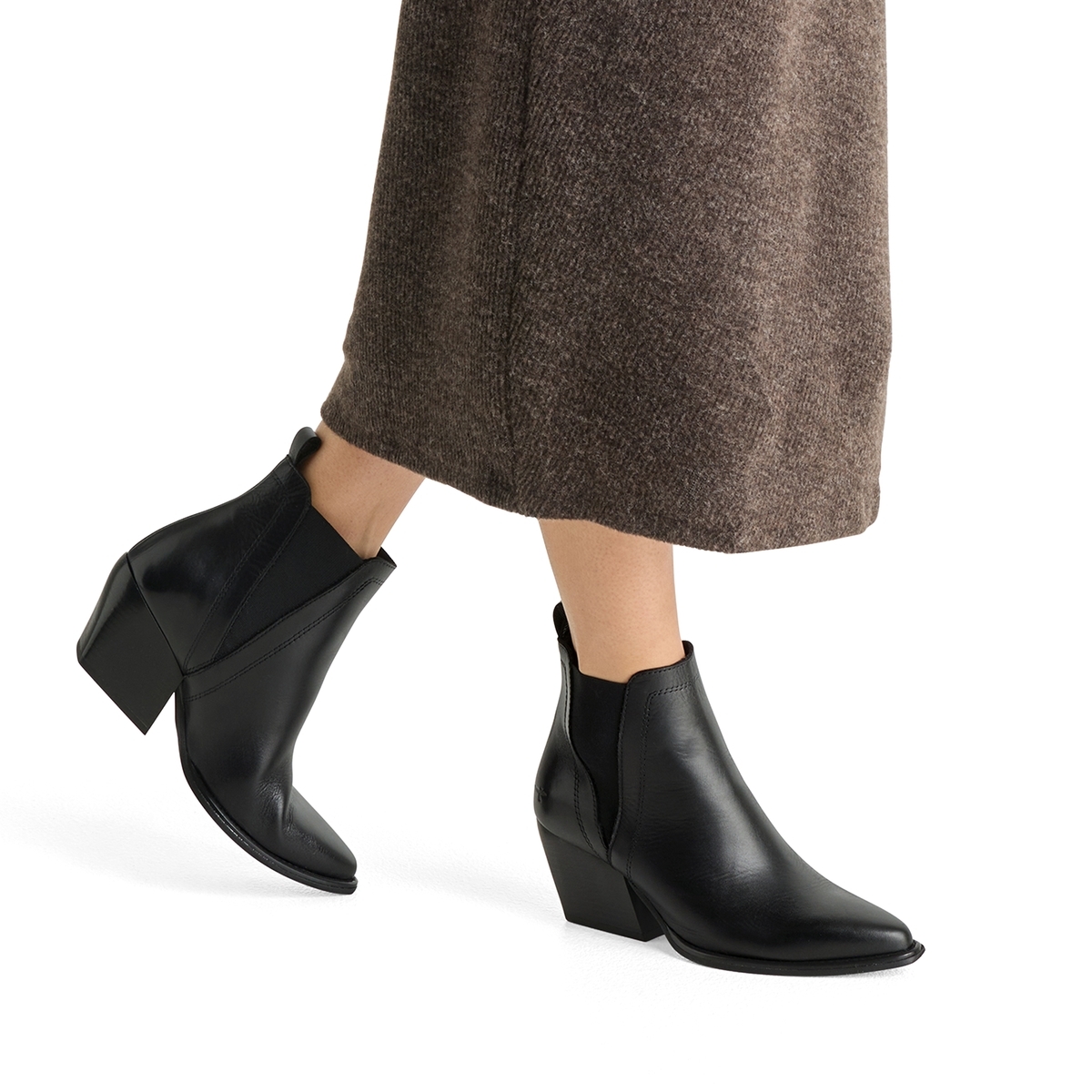 Bottine Chelsea en cuir noir cuir, TAMARIS