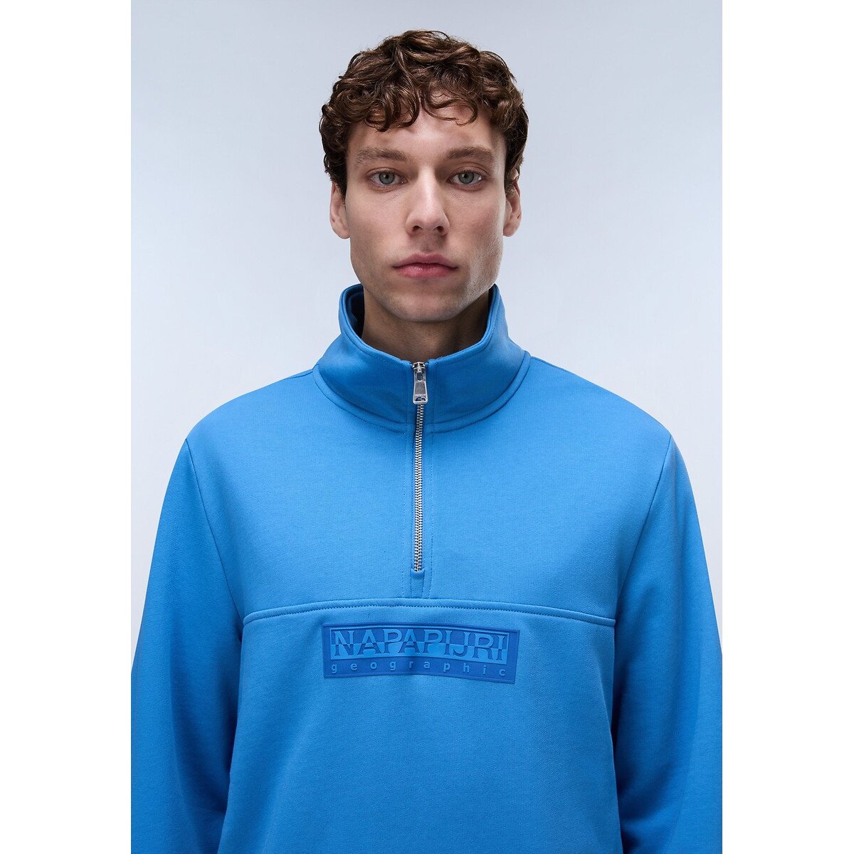 Sweat à col montant demi-zippé bleu, NAPAPIJRI