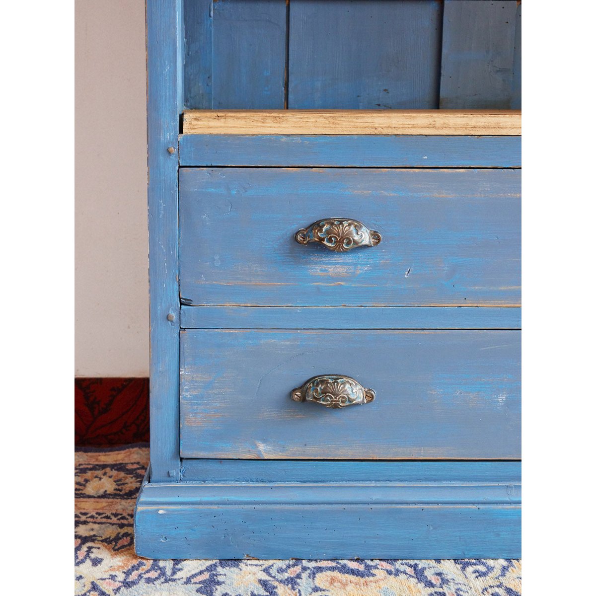 Grande bibliothèque en bois Madeleine N°753 - Bon état bleu, DEBONGOUT