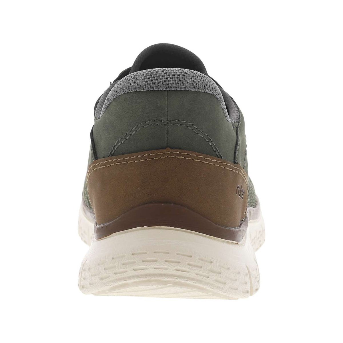 Sneakers kaki à talon plat et à lacets élastiqués kaki avec marque embossée kaki, RIEKER