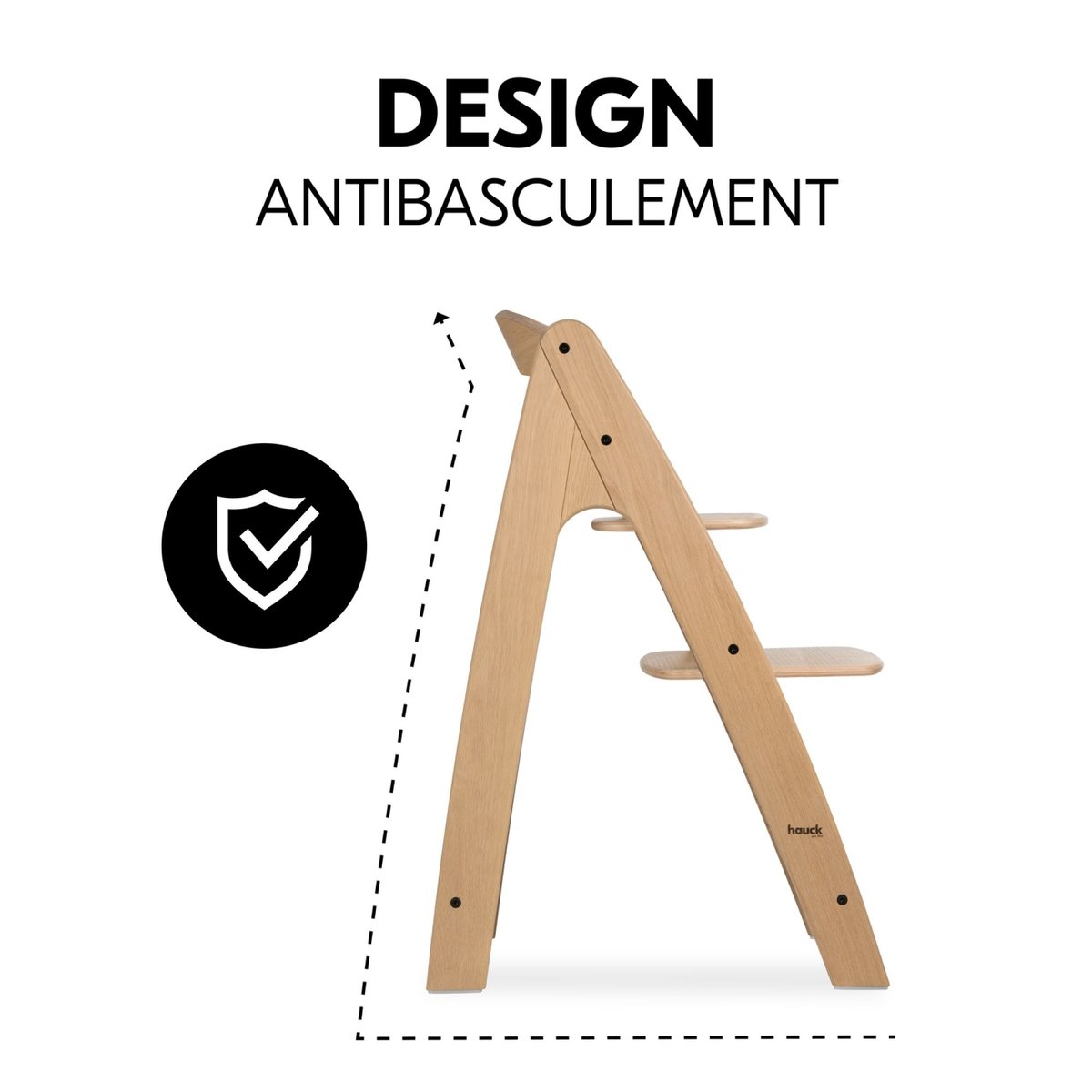 Chaise haute en bois de chêne Arketa Oak couleur unique, HAUCK
