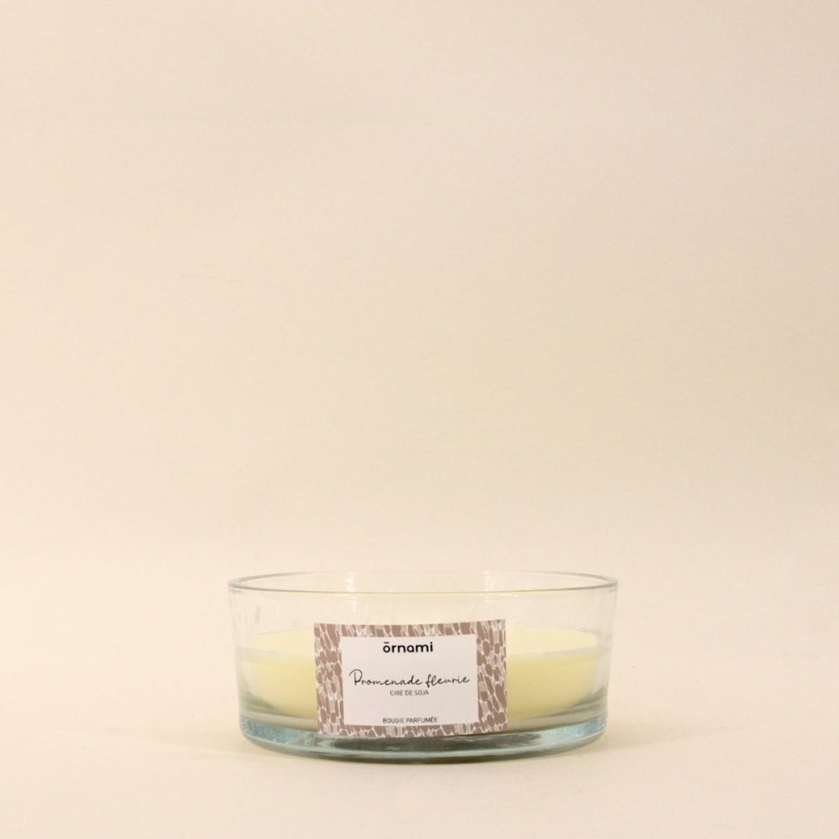 Bougie parfumée en cire de soja 4 mèches "Promenade fleurie" 380gr transparent, ORNAMI