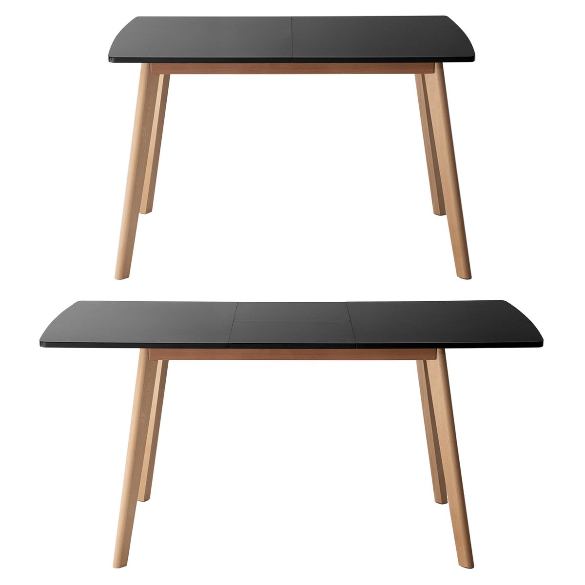 Table extensible 120/160cm, HELGA noir, naturel, HAPPY GARDEN